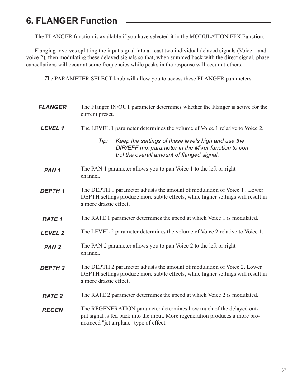 Flanger function | Rocktron Utopia B300 User Manual | Page 37 / 84