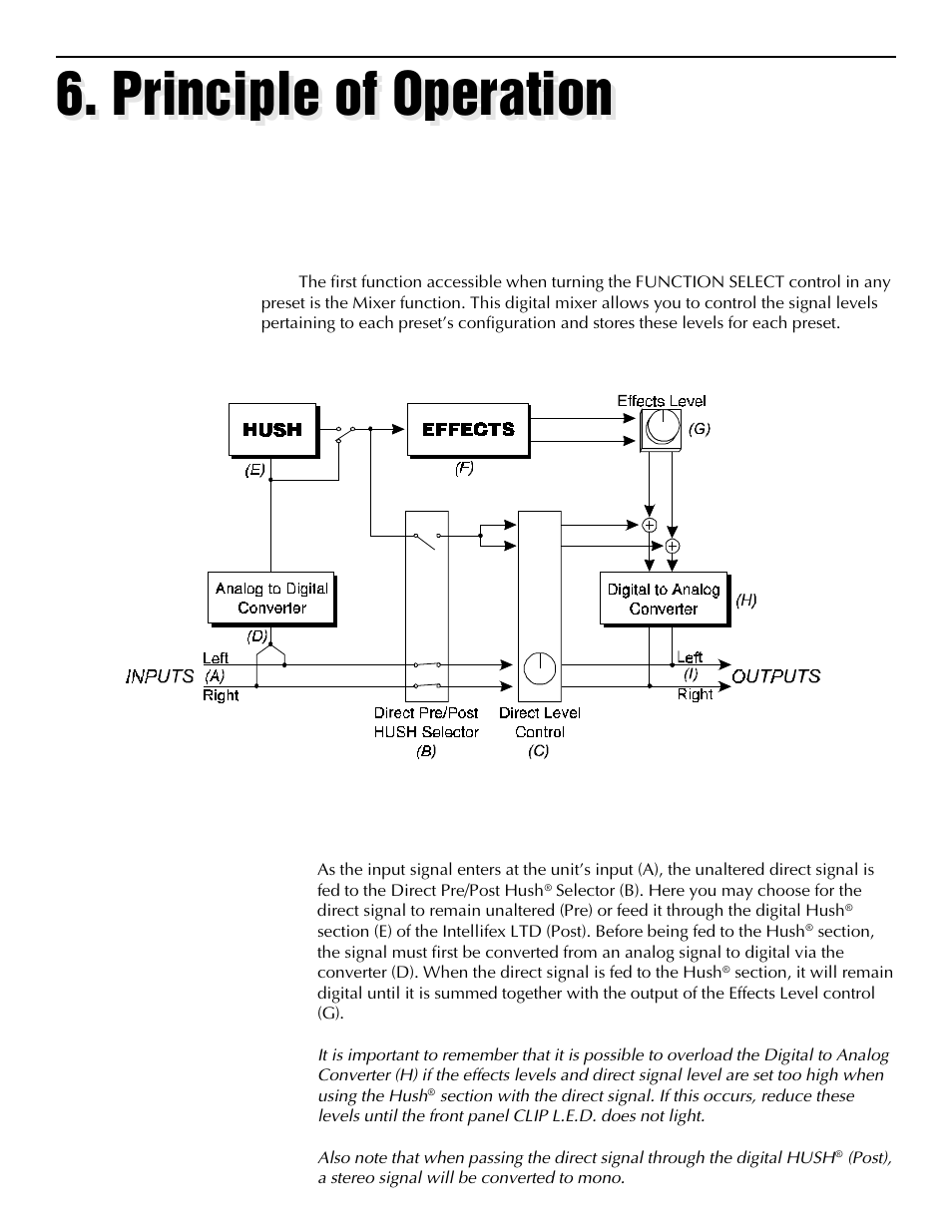 Principle of operation, A. mixer section | Rocktron Intellifex LTD User Manual | Page 14 / 60