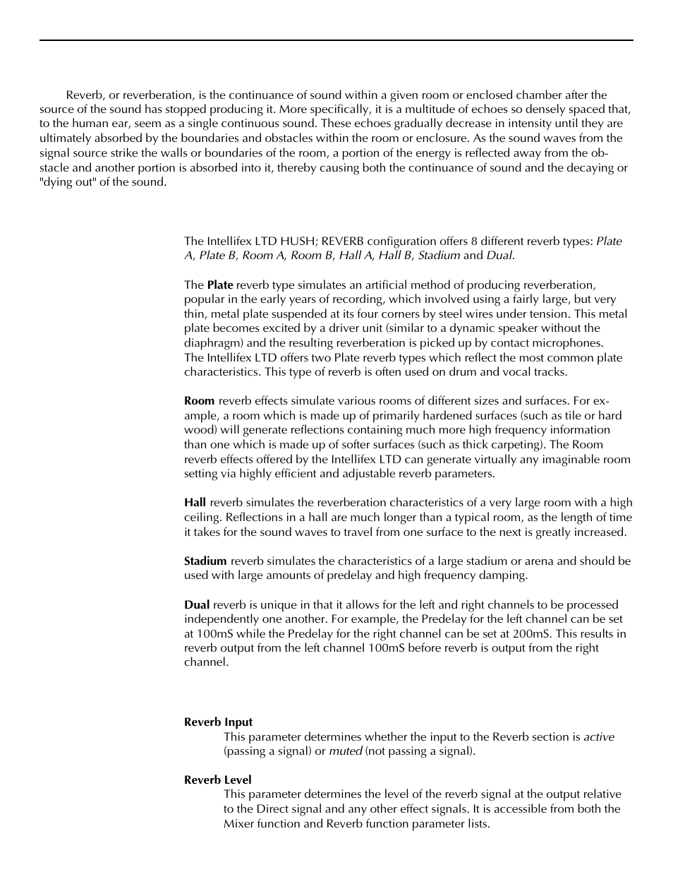 B. reverb section | Rocktron Intellifex LTD User Manual | Page 16 / 60