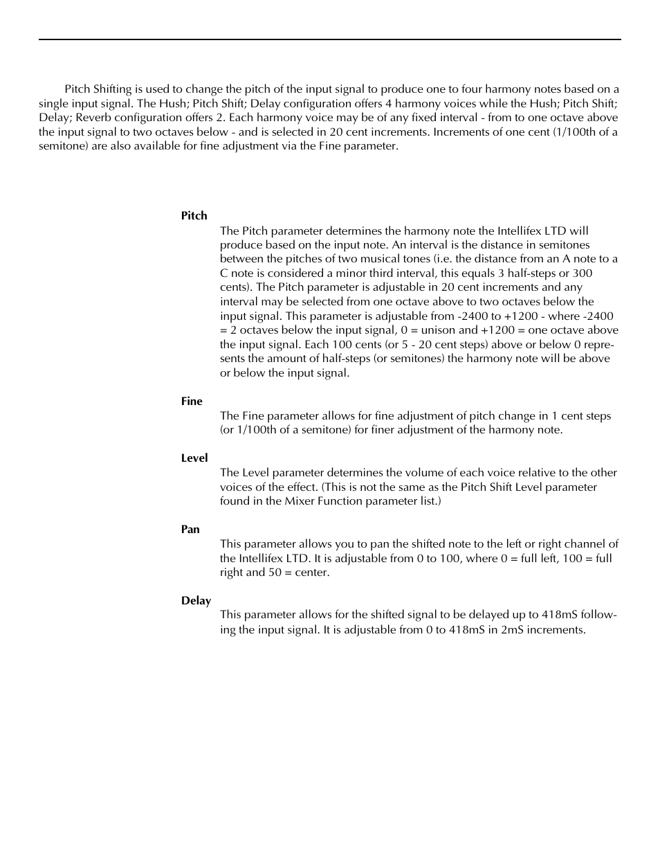 Pitch shift | Rocktron Intellifex LTD User Manual | Page 22 / 60