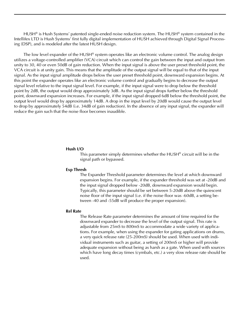 F. hush® section, F. hush | Rocktron Intellifex LTD User Manual | Page 24 / 60