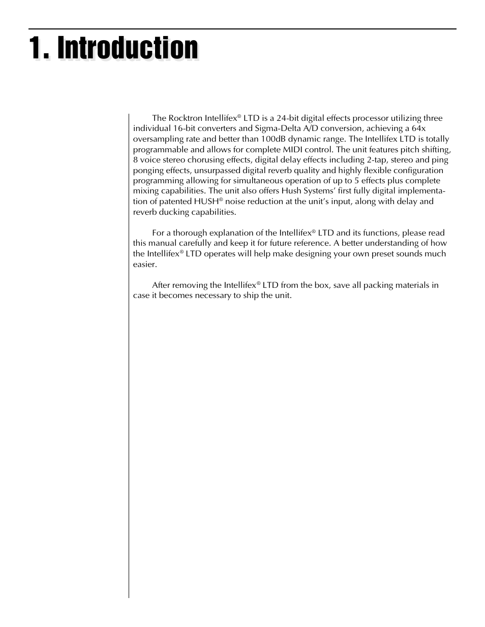 Introduction, What makes the intellifex, Ltd unique | Rocktron Intellifex LTD User Manual | Page 4 / 60