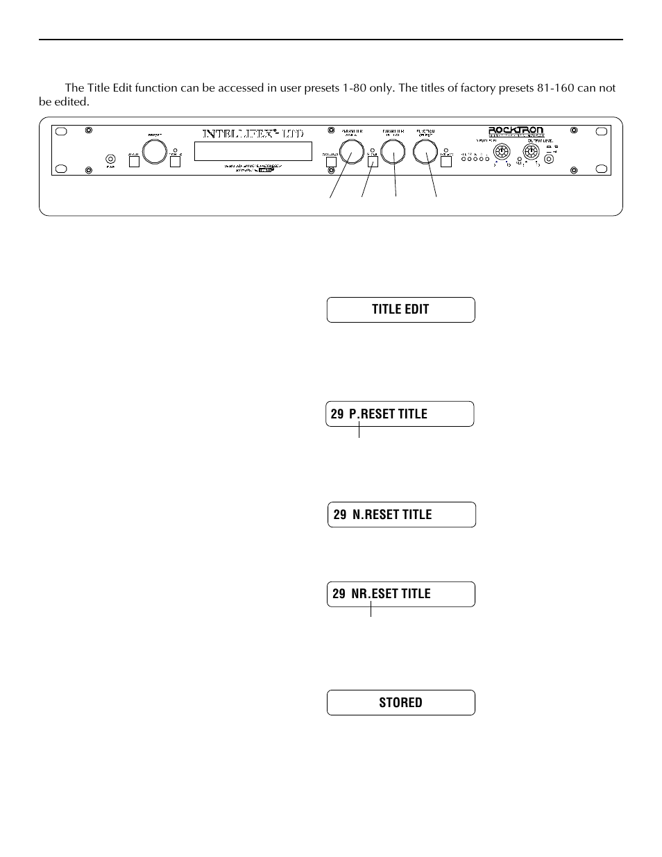 D. editing a preset title | Rocktron Intellifex LTD User Manual | Page 43 / 60