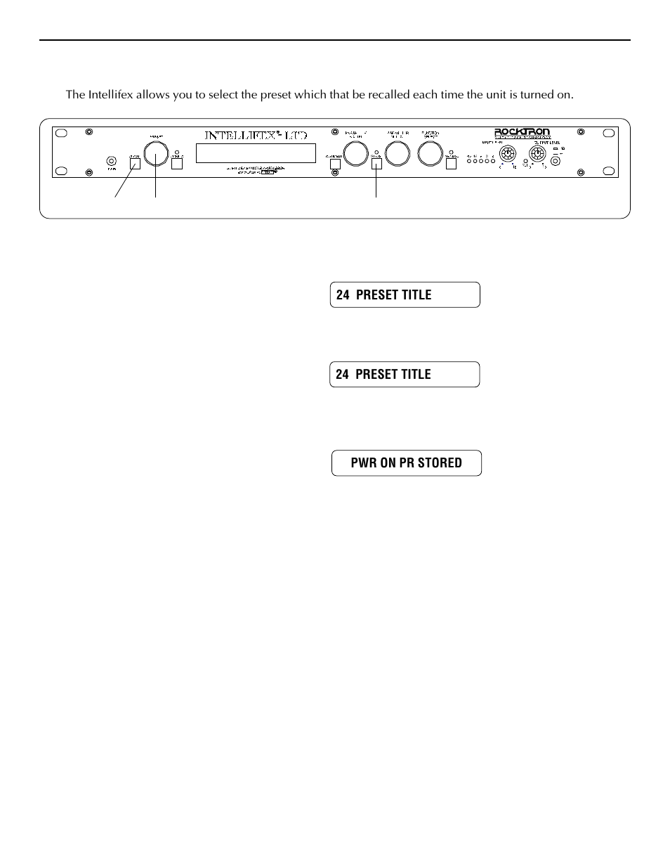 E. selecting a "power on" preset | Rocktron Intellifex LTD User Manual | Page 44 / 60