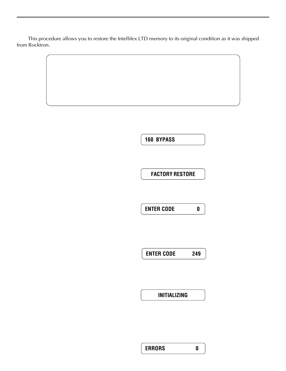 E. factory restore, Caution | Rocktron Intellifex LTD User Manual | Page 57 / 60