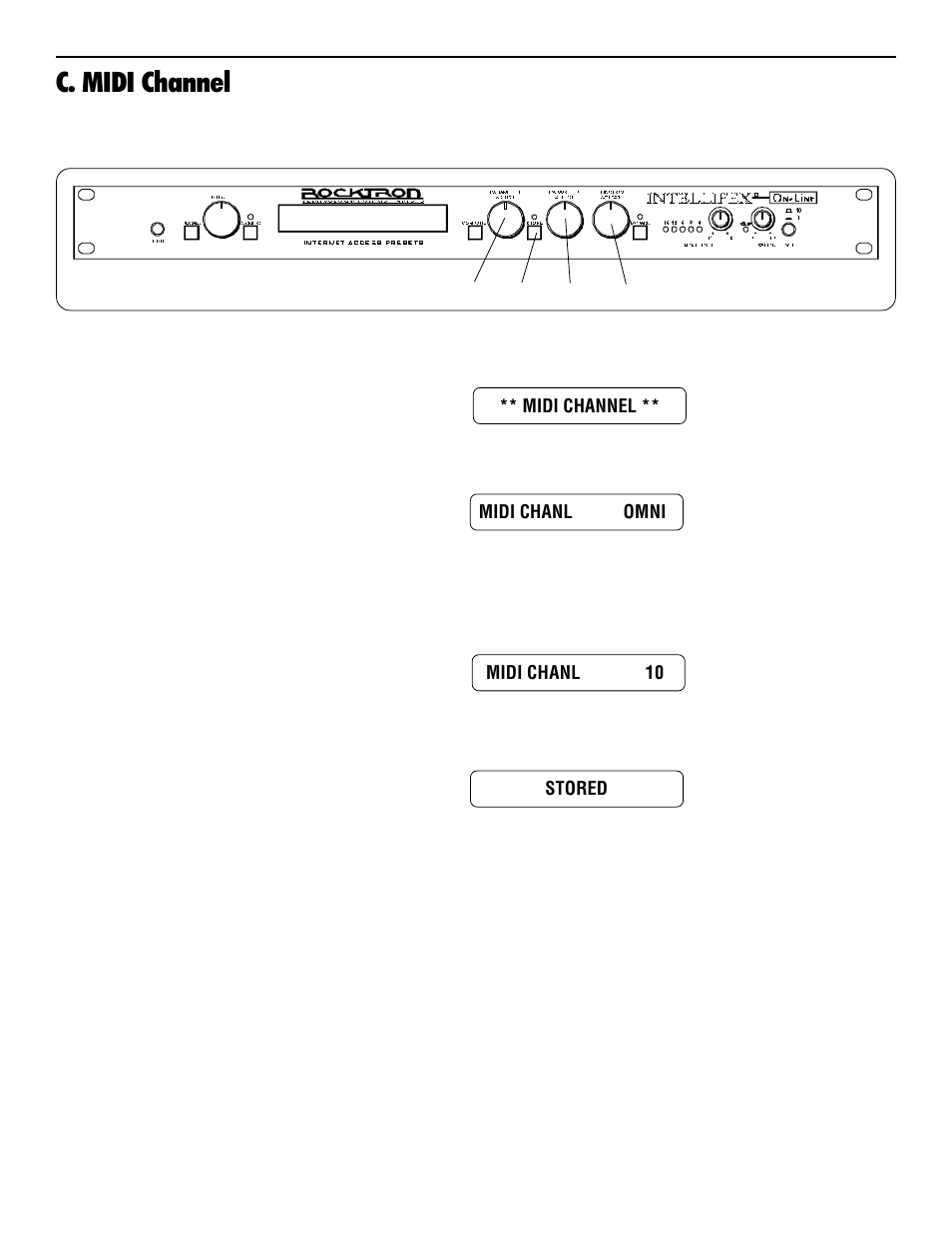 C. midi channel | Rocktron Intellifex On-Line User Manual | Page 49 / 58