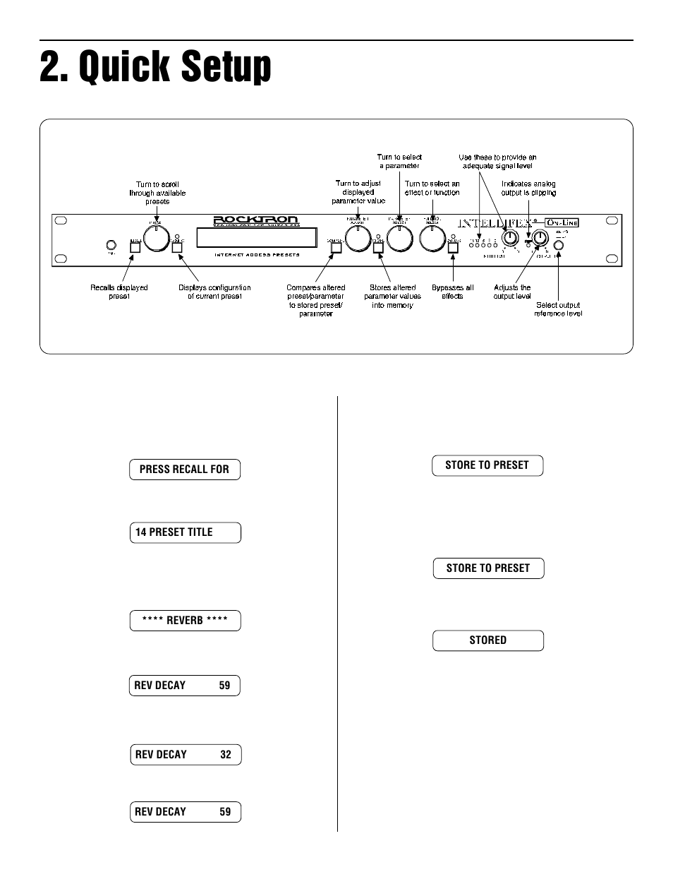 Quick setup | Rocktron Intellifex On-Line User Manual | Page 5 / 58