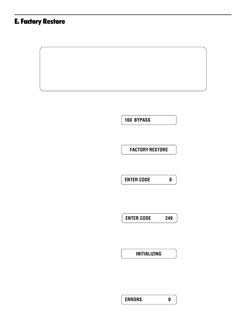 E. factory restore | Rocktron Intellifex On-Line User Manual | Page 56 / 58
