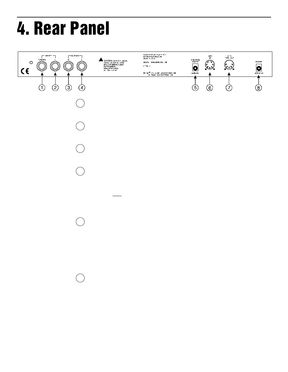 Rear panel | Rocktron Intellifex On-Line User Manual | Page 8 / 58