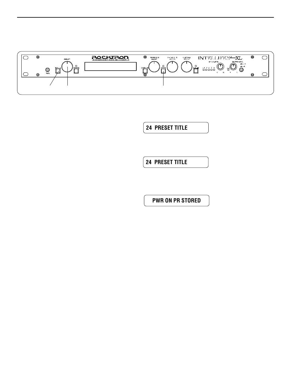 E. selecting a power on preset, Midi operation, Power on | Rocktron Intellifex XL User Manual | Page 43 / 58