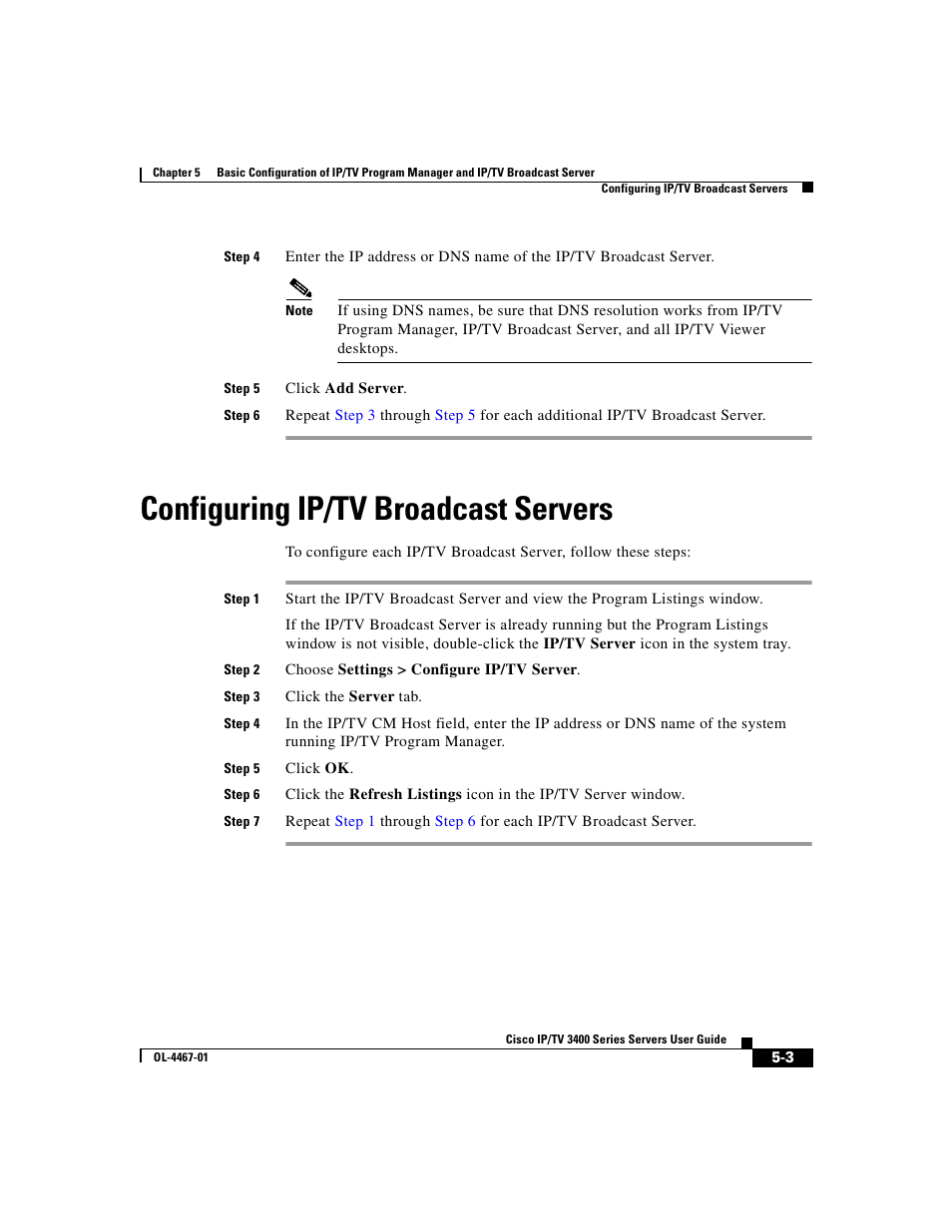 Configuring ip/tv broadcast servers | Cisco IP/TV 3400 Series User Manual | Page 103 / 126