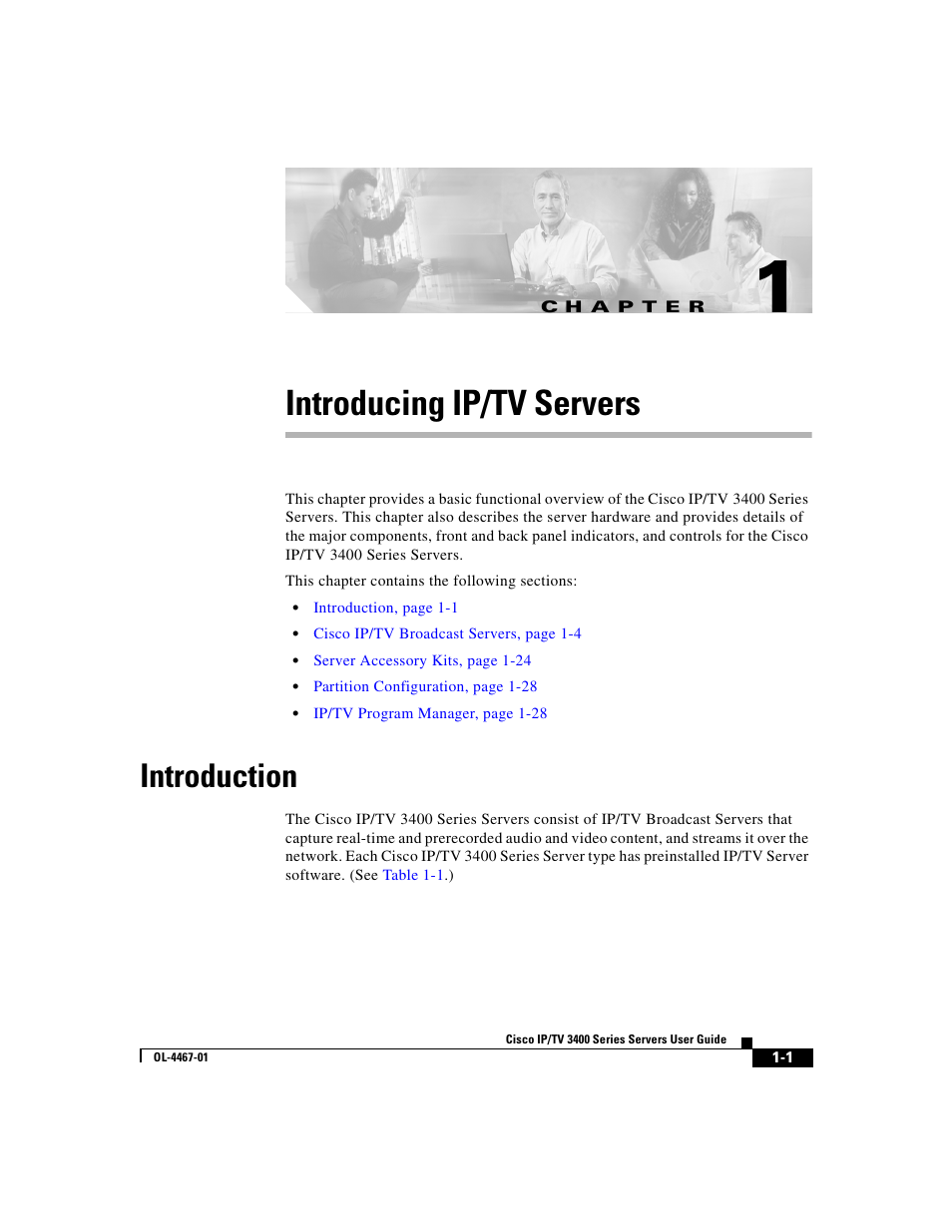 Introducing ip/tv servers, Introduction, C h a p t e r | Cisco IP/TV 3400 Series User Manual | Page 27 / 126