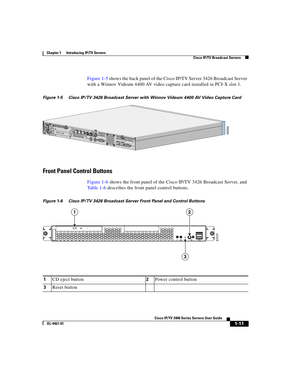 Front panel control buttons | Cisco IP/TV 3400 Series User Manual | Page 37 / 126