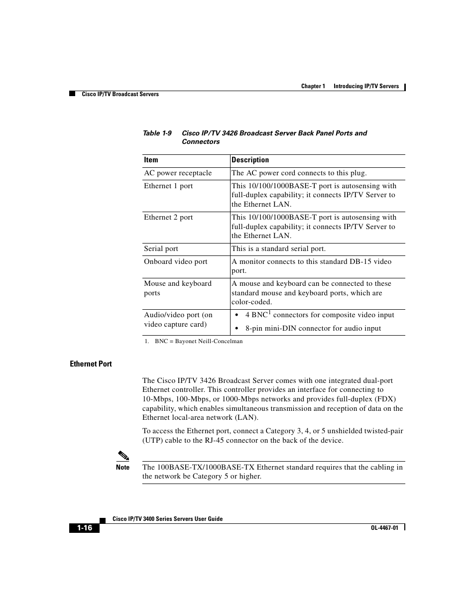 Table 1-9 | Cisco IP/TV 3400 Series User Manual | Page 42 / 126