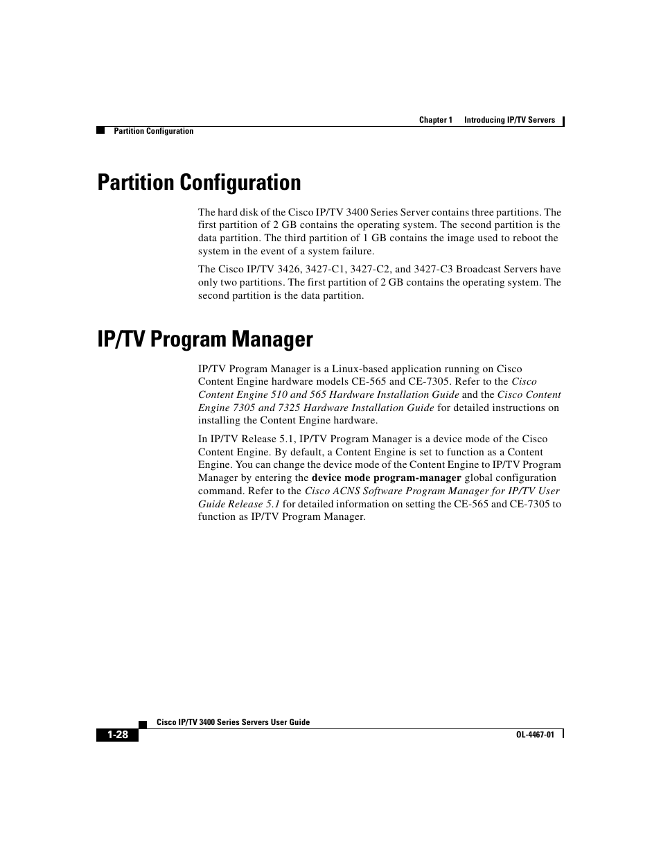 Partition configuration, Ip/tv program manager | Cisco IP/TV 3400 Series User Manual | Page 54 / 126