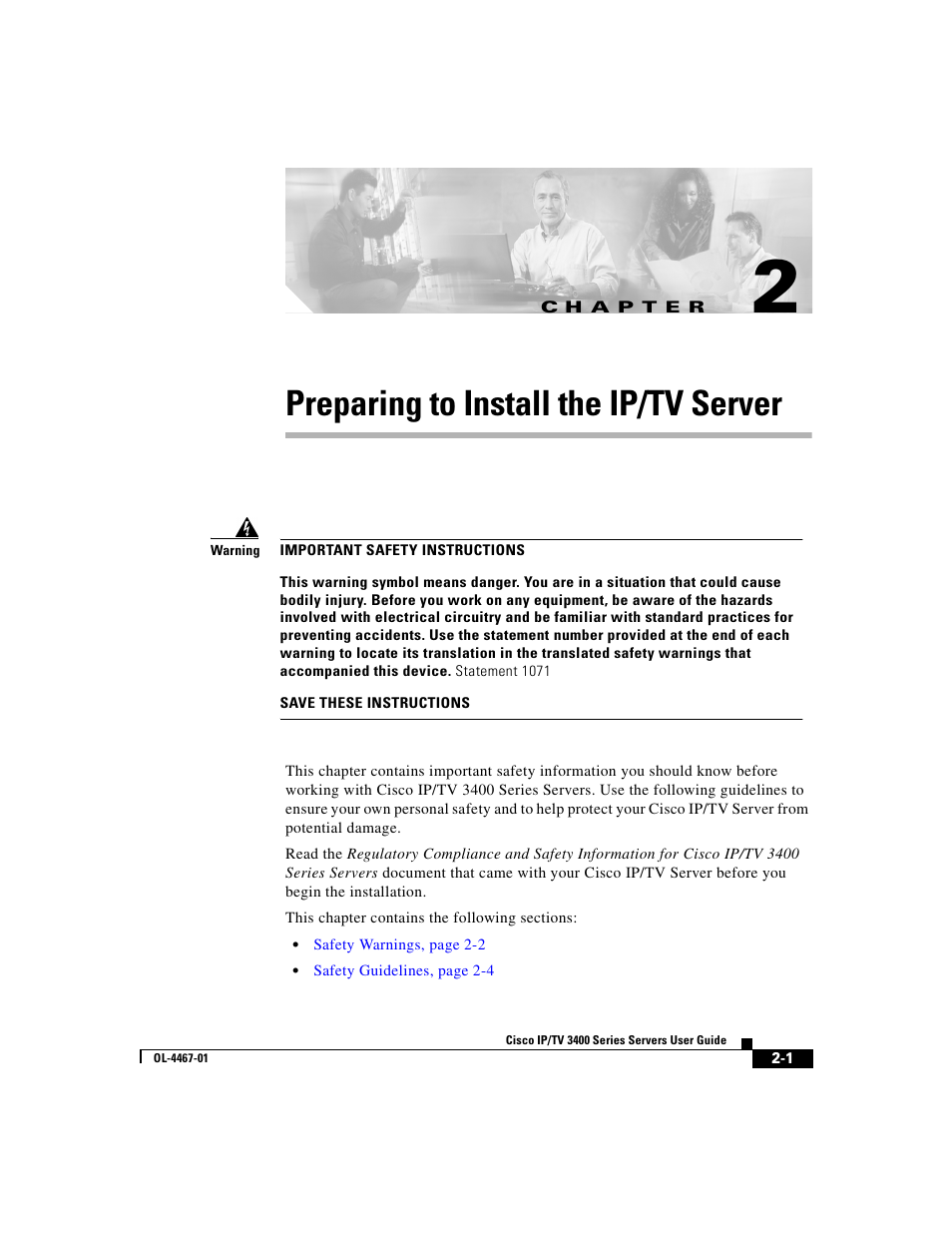 Preparing to install the ip/tv server, C h a p t e r | Cisco IP/TV 3400 Series User Manual | Page 55 / 126
