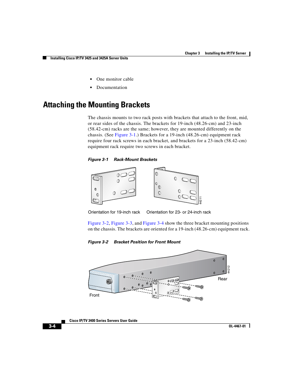 Attaching the mounting brackets | Cisco IP/TV 3400 Series User Manual | Page 66 / 126