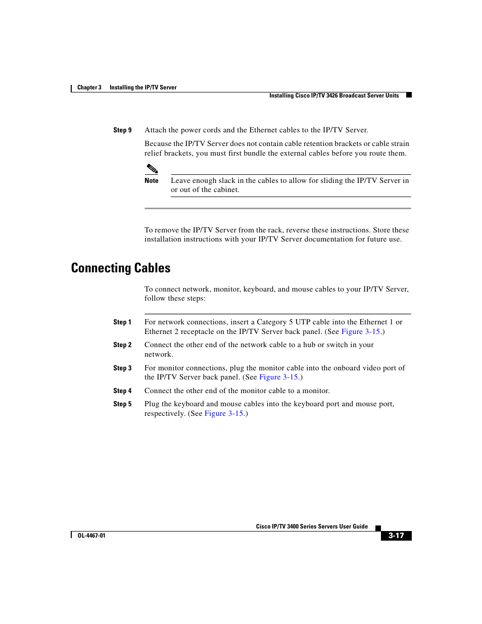 Connecting cables | Cisco IP/TV 3400 Series User Manual | Page 79 / 126