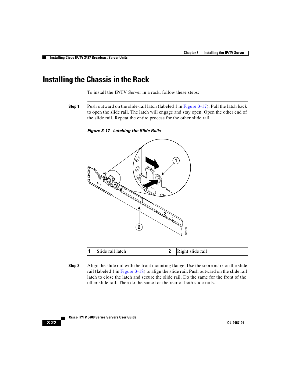 Installing the chassis in the rack | Cisco IP/TV 3400 Series User Manual | Page 84 / 126
