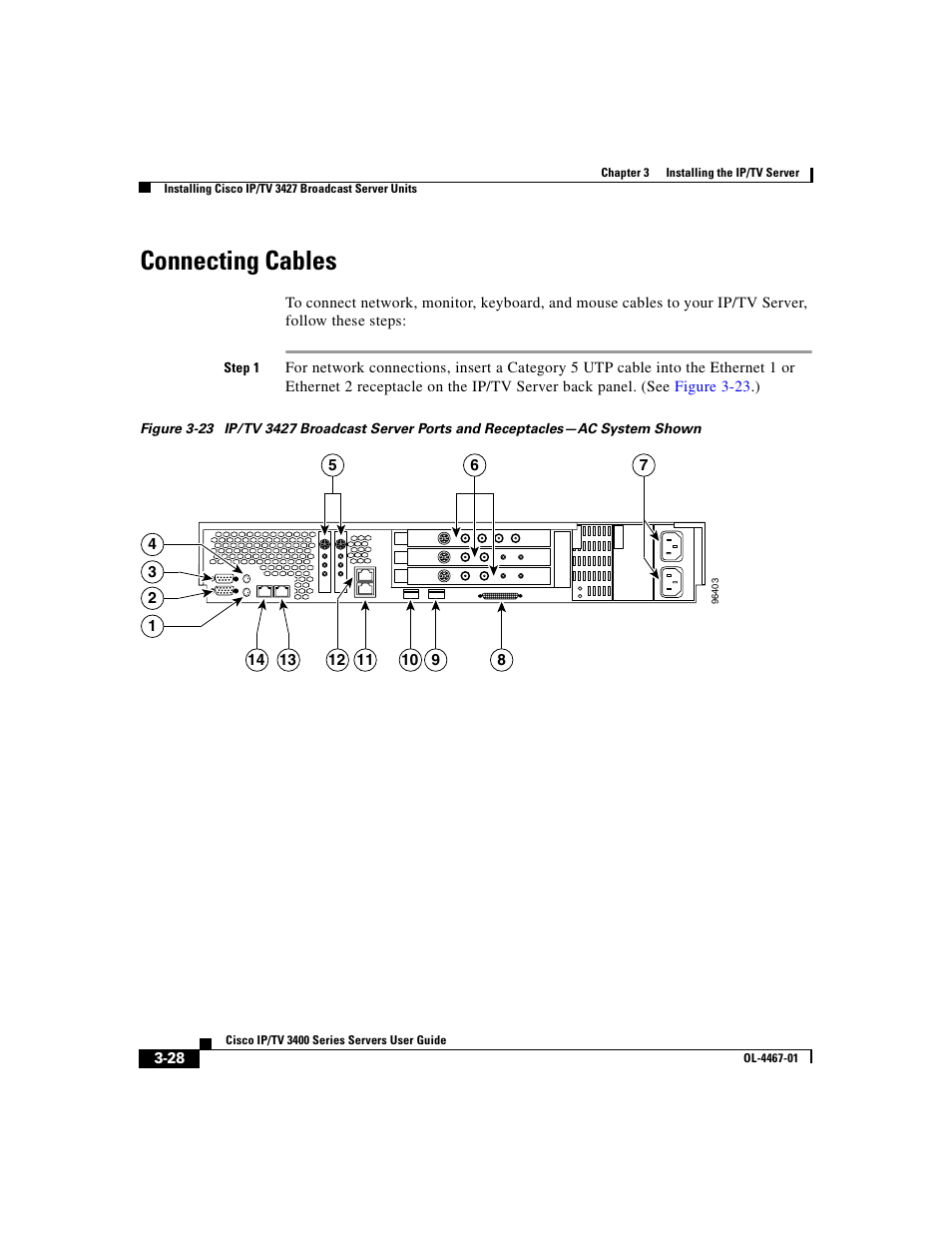 Connecting cables | Cisco IP/TV 3400 Series User Manual | Page 90 / 126