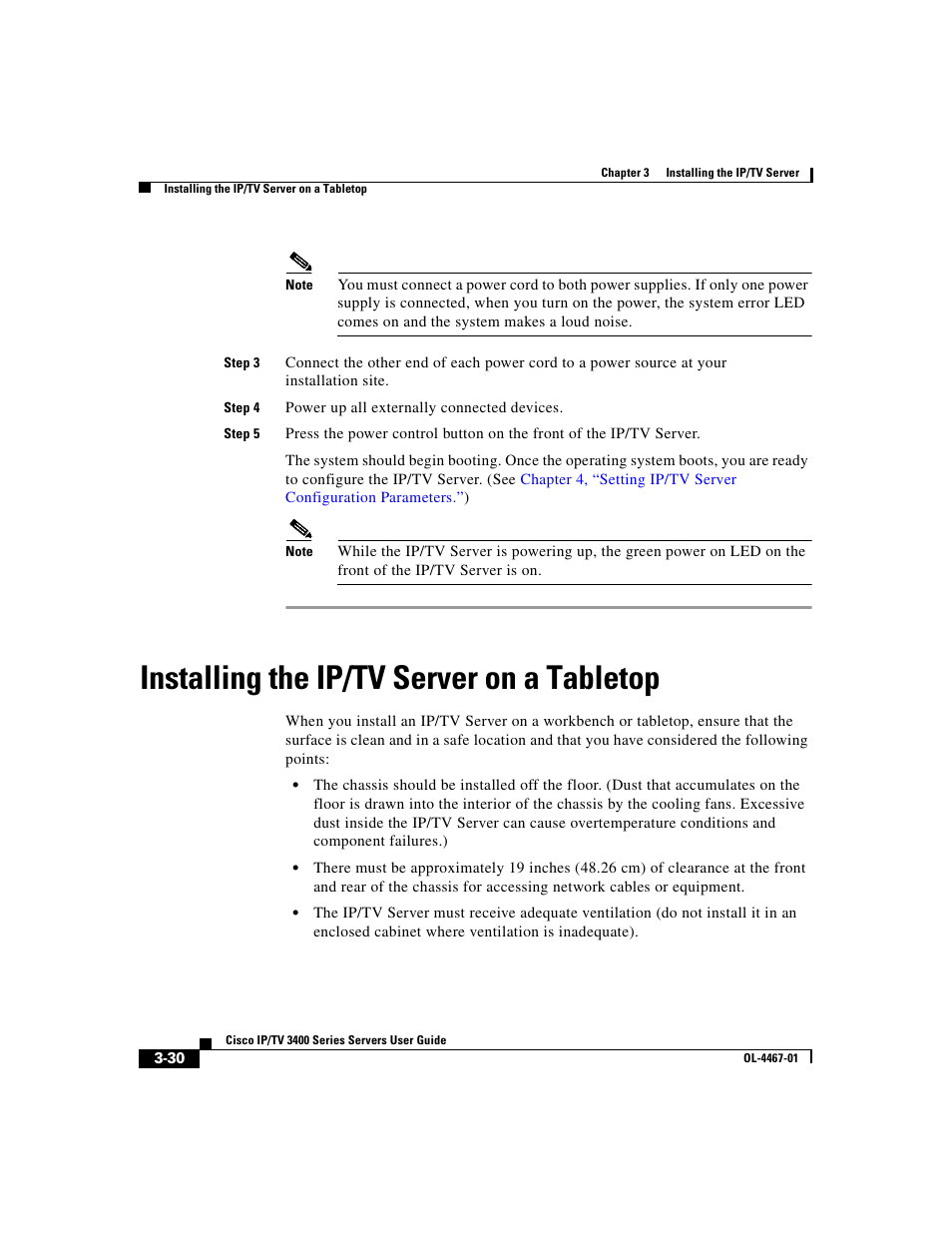 Installing the ip/tv server on a tabletop, Installing the ip/tv server, Installing the | Cisco IP/TV 3400 Series User Manual | Page 92 / 126