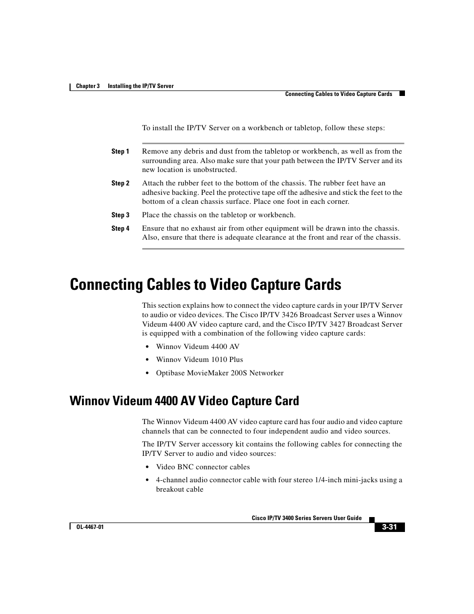 Connecting cables to video capture cards, Winnov videum 4400 av video capture card | Cisco IP/TV 3400 Series User Manual | Page 93 / 126