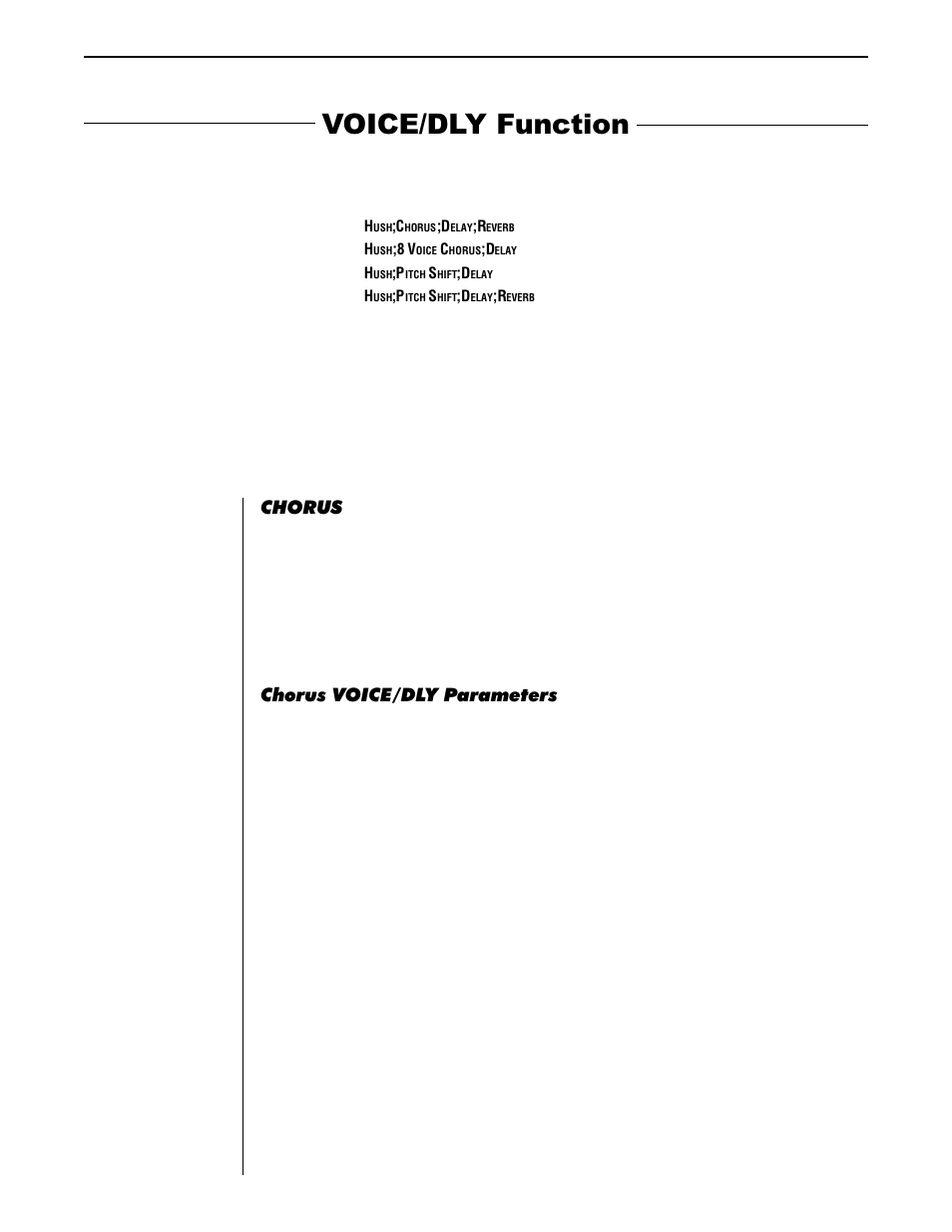 Voice/dly function, Chorus, Chorus voice/dly parameters | Rocktron Intellipitch User Manual | Page 21 / 70