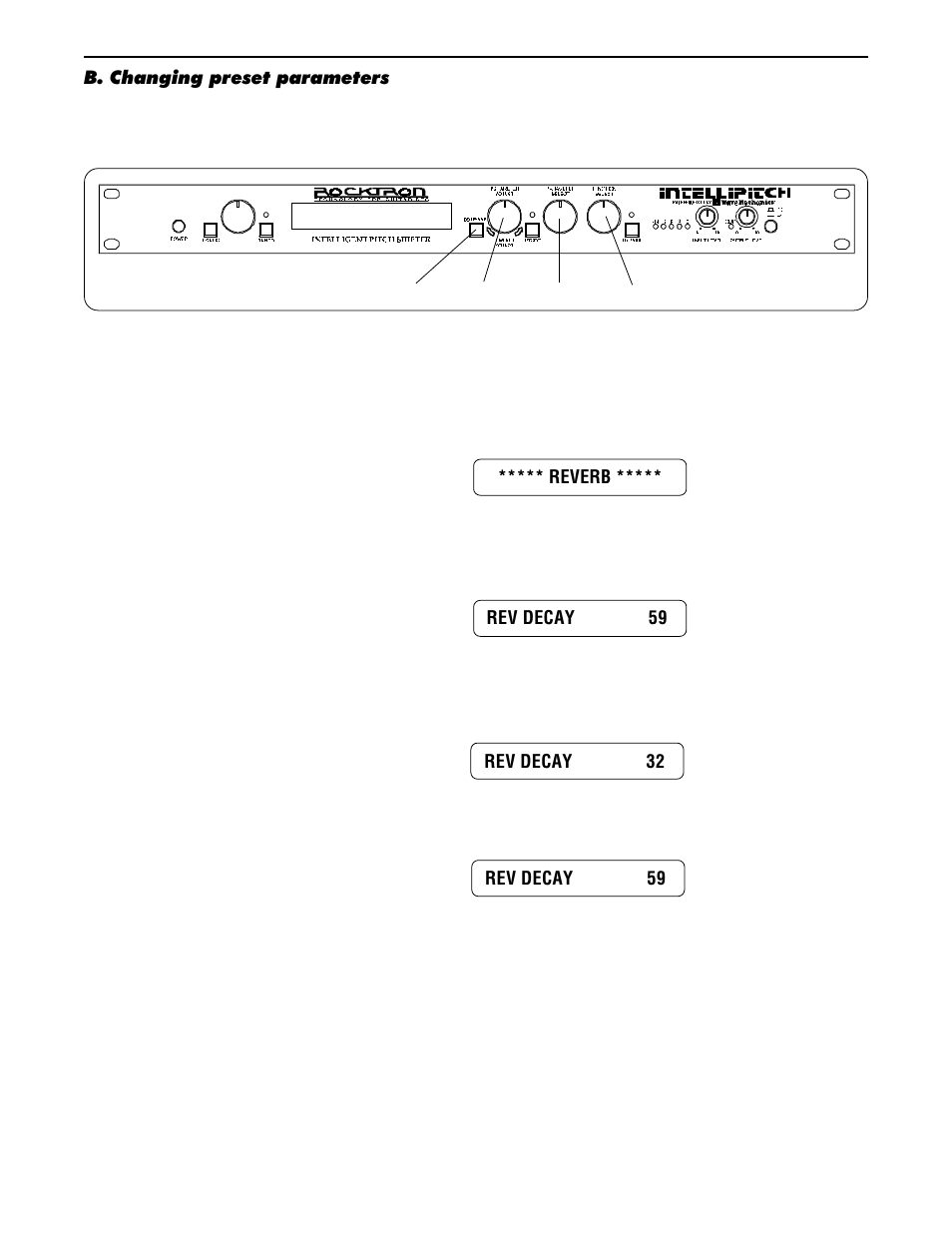 B. changing preset parameters | Rocktron Intellipitch User Manual | Page 49 / 70