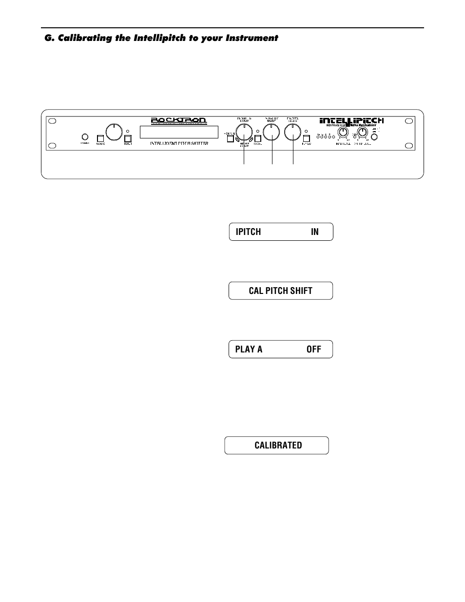 G. calibrating the intellipitch to your instrument | Rocktron Intellipitch User Manual | Page 55 / 70