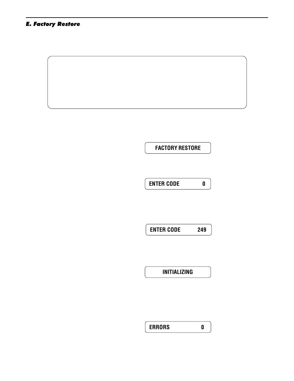 E. factory restore, Caution | Rocktron Intellipitch User Manual | Page 68 / 70