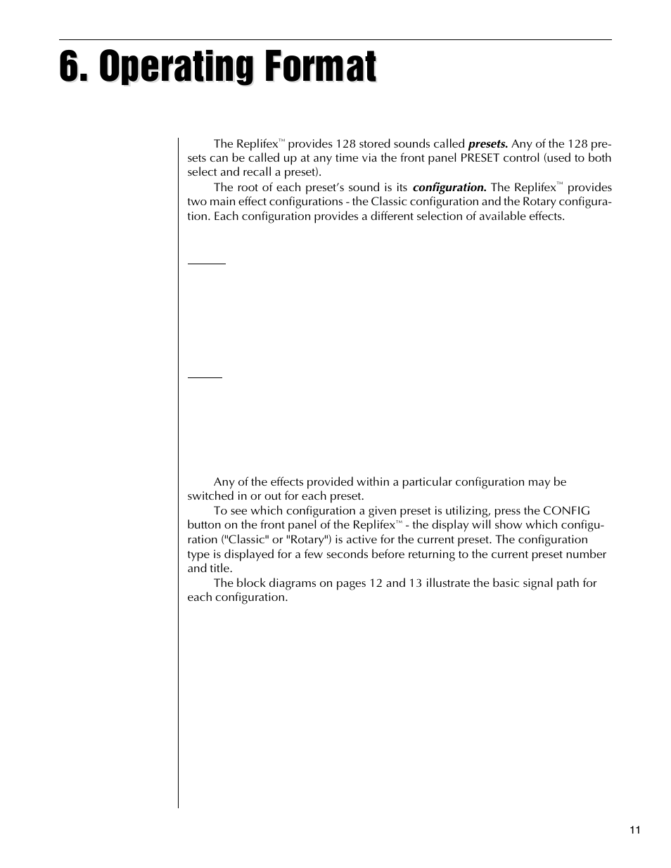 Operating format | Rocktron Replifex User Manual | Page 14 / 76