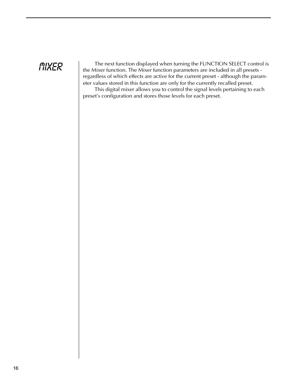 Mixer function, Mixer, Function | Rocktron Replifex User Manual | Page 19 / 76