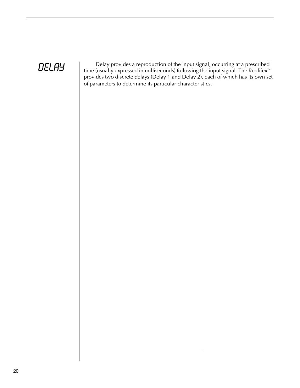 Delay function, Delay, Function | Rocktron Replifex User Manual | Page 23 / 76