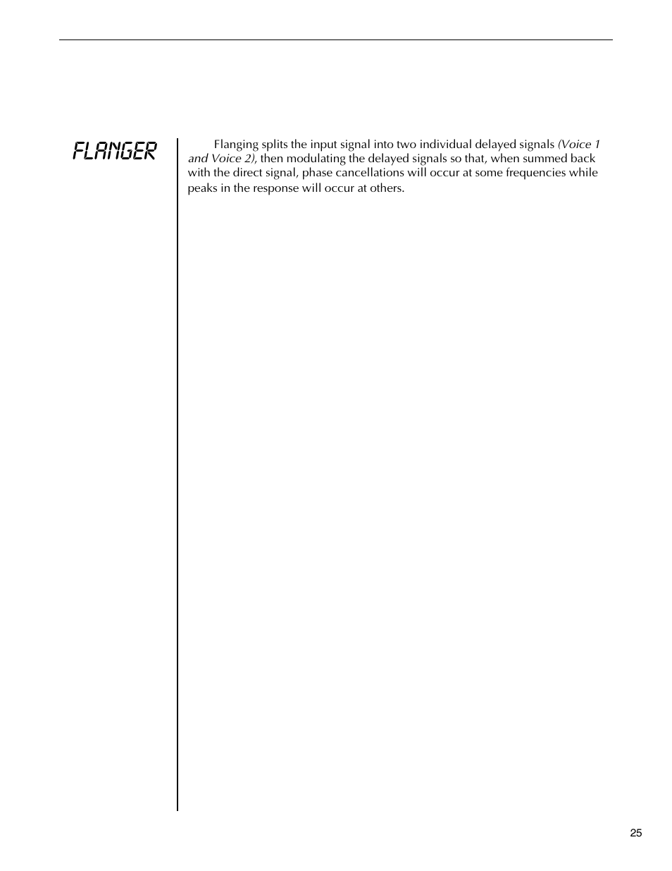 Flanger function, Flanger, Function | Rocktron Replifex User Manual | Page 28 / 76