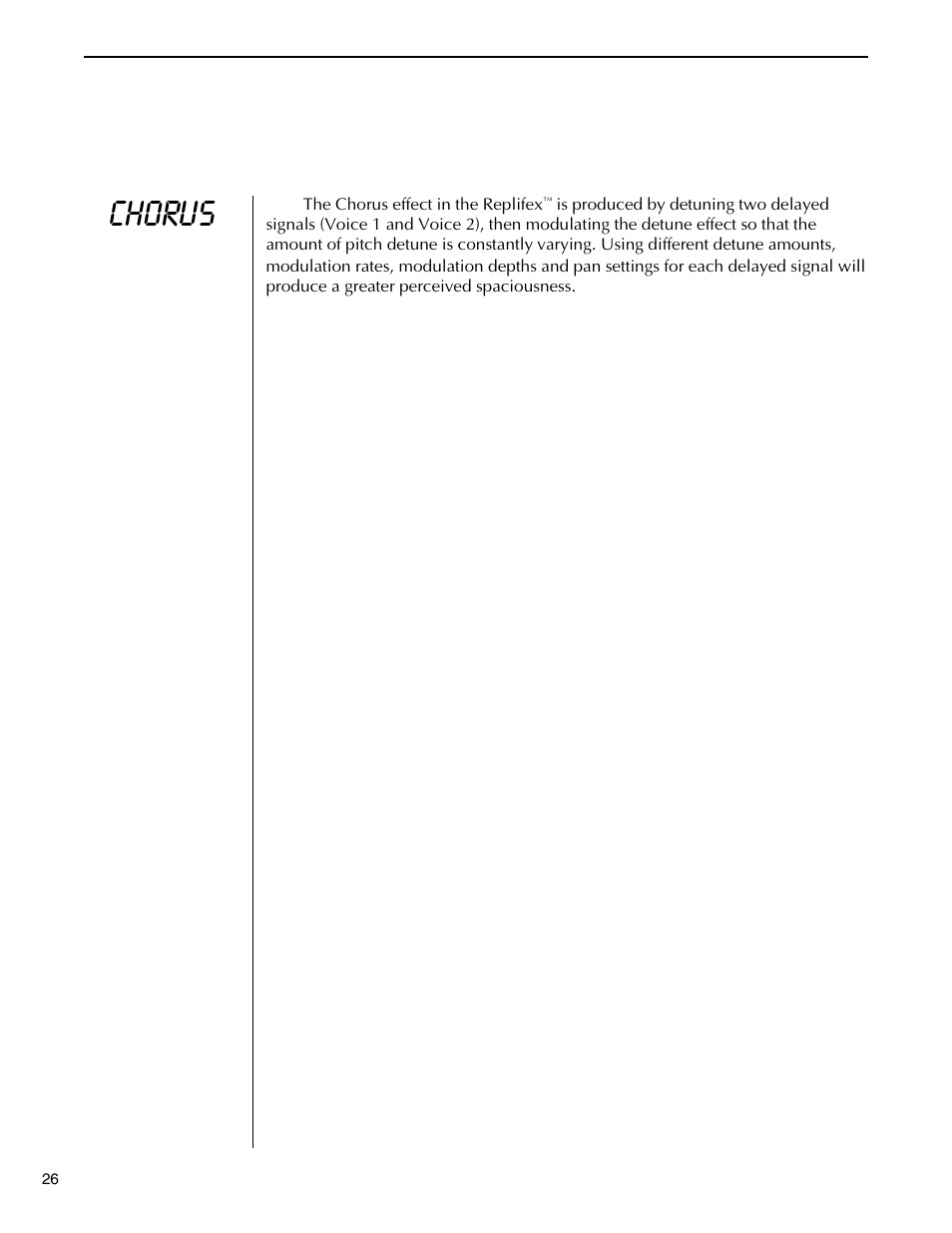 Chorus function, Chorus, Function | Rocktron Replifex User Manual | Page 29 / 76