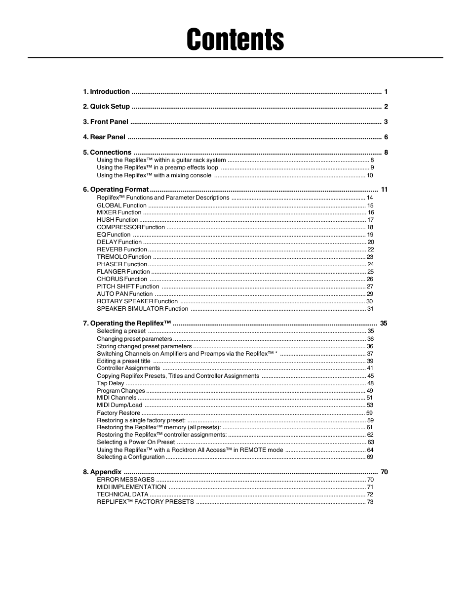 Rocktron Replifex User Manual | Page 3 / 76