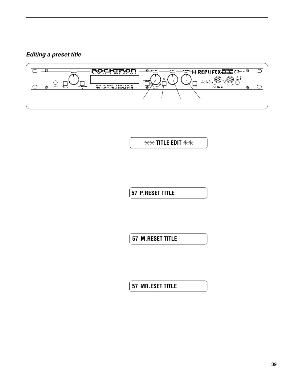 Editing a preset title | Rocktron Replifex User Manual | Page 42 / 76