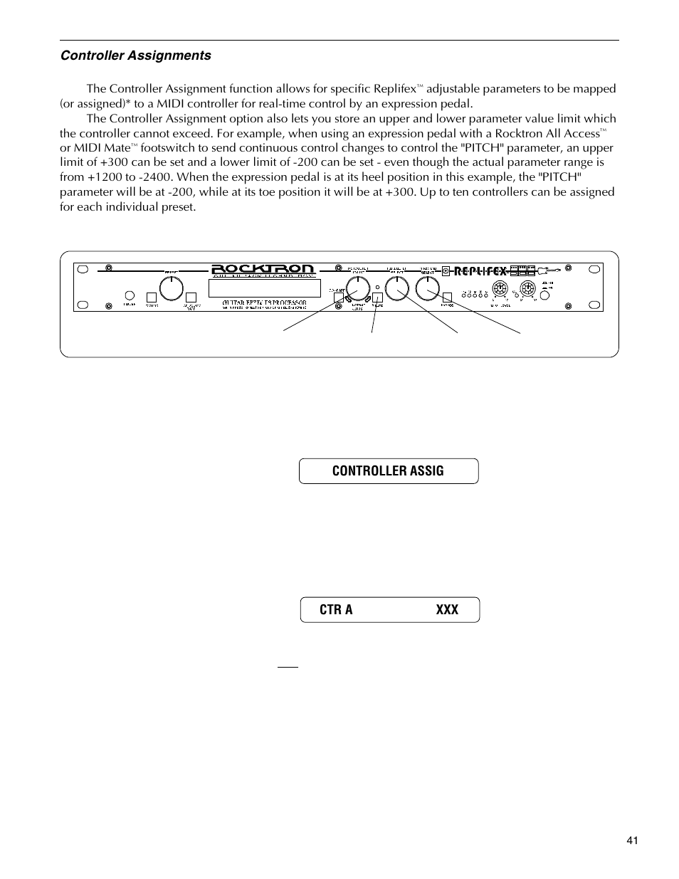 Controller assignments | Rocktron Replifex User Manual | Page 44 / 76