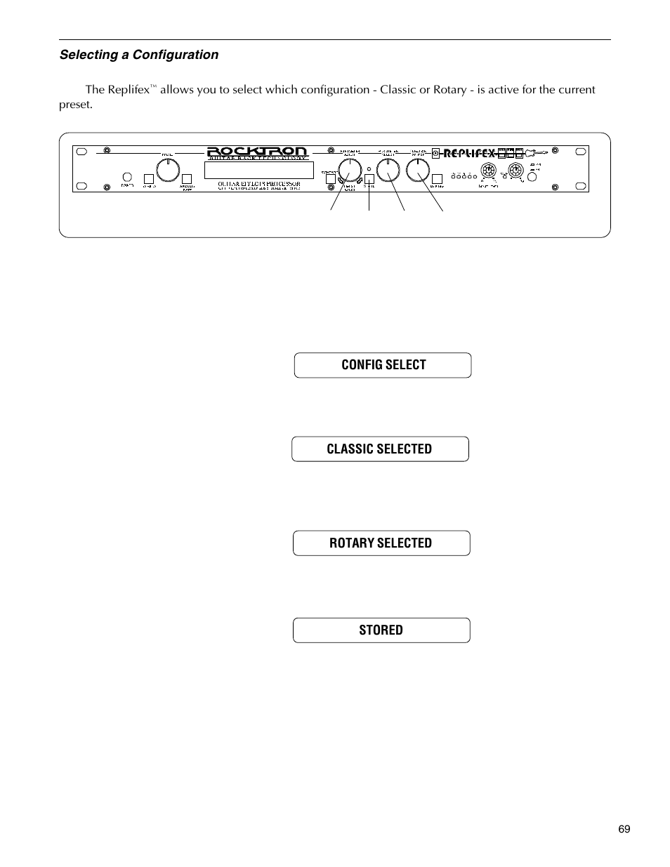 Selecting a configuration | Rocktron Replifex User Manual | Page 72 / 76