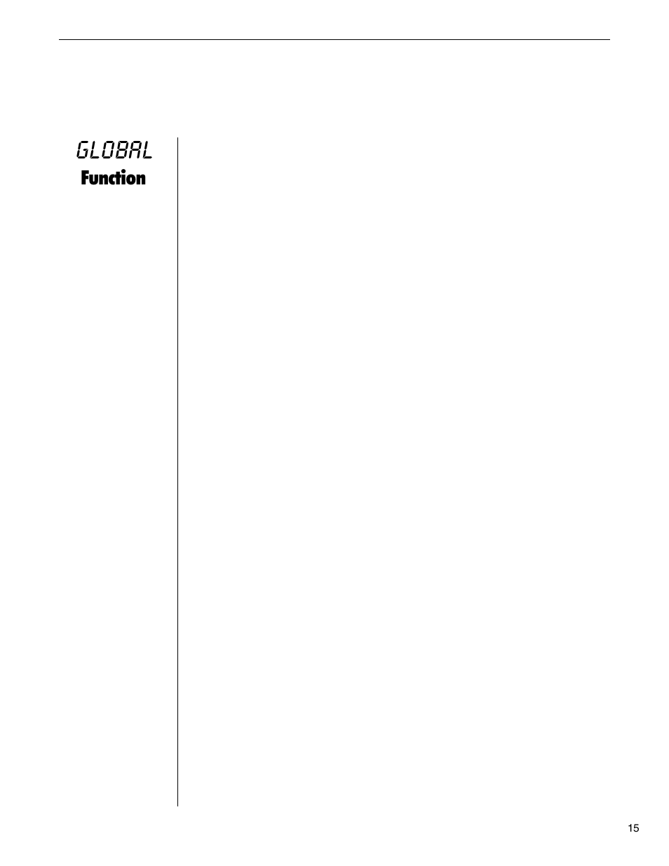 Global function, Global, Function | Rocktron MultiValve User Manual | Page 18 / 76
