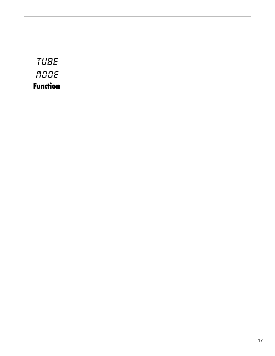 Tube mode function, Tube mode, Function | Rocktron MultiValve User Manual | Page 20 / 76