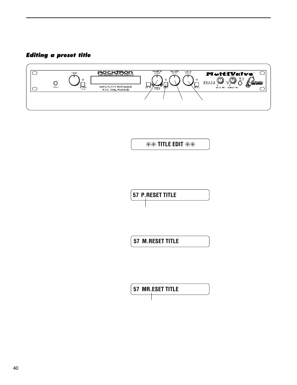 Editing a preset title | Rocktron MultiValve User Manual | Page 43 / 76