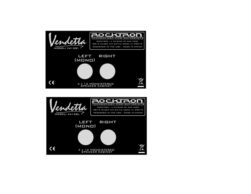 Rocktron Vendetta 4x12 Straight User Manual | 1 page