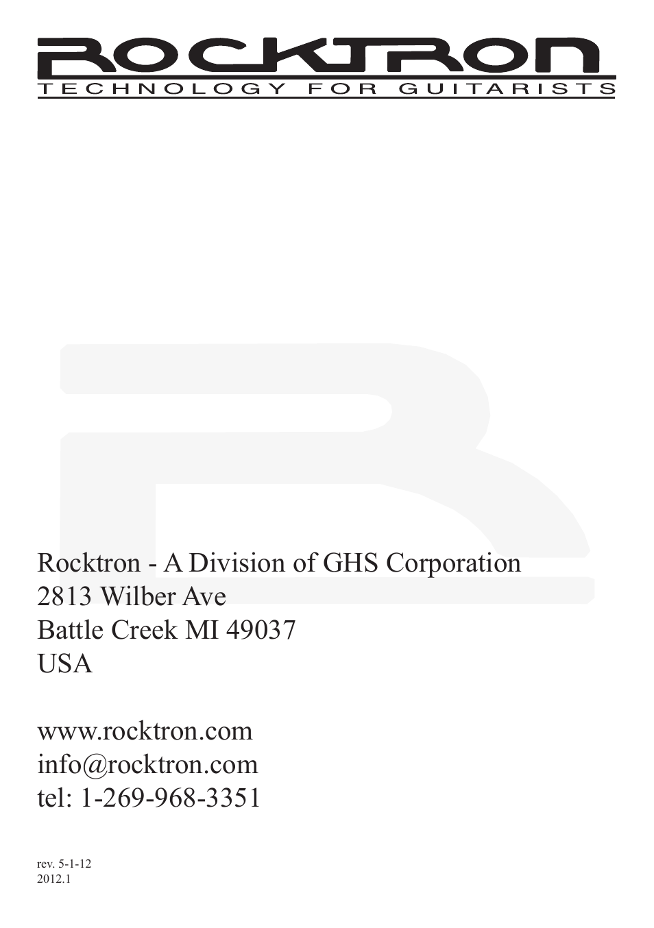 Rocktron PowerTap Pedal User Manual | Page 12 / 12