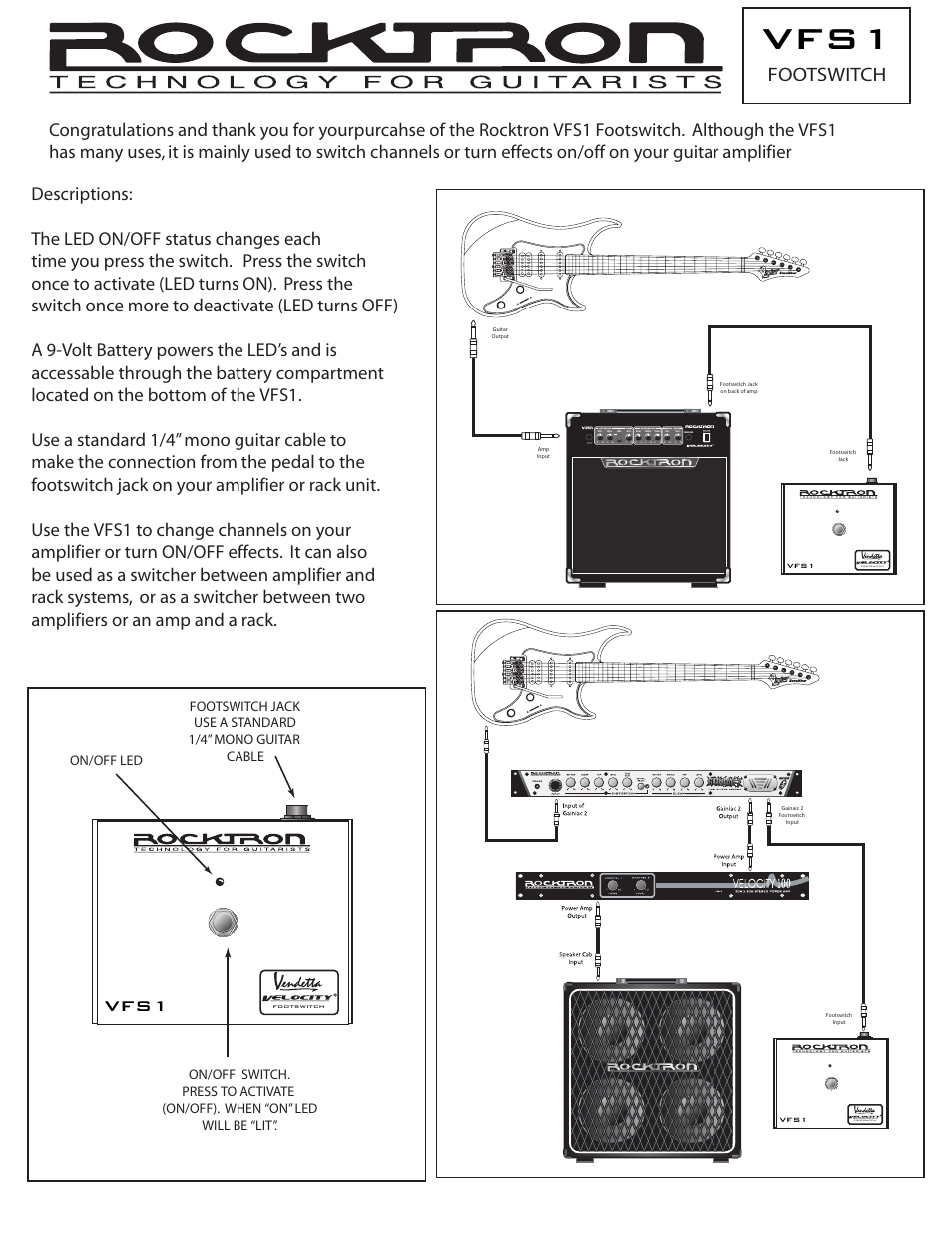 Rocktron VFS1 Single Footswitch User Manual | 1 page