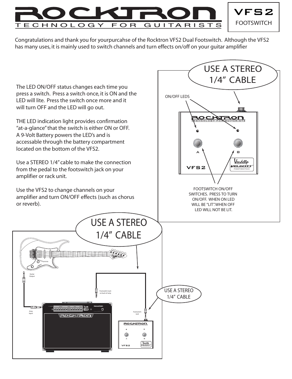 Rocktron VFS2 Double Footswitch User Manual | 1 page