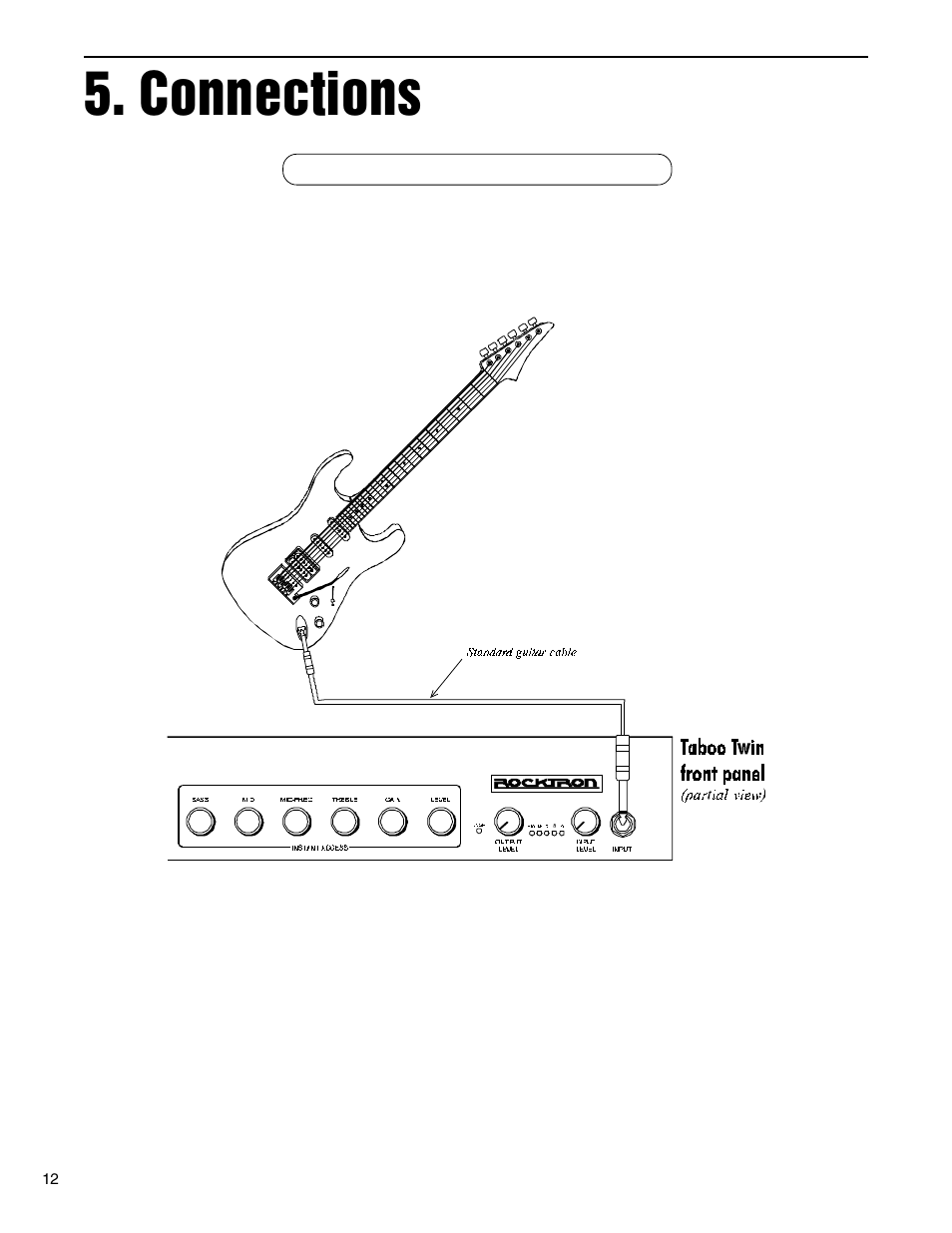 Connections, Connecting a guitar to the taboo twin | Rocktron Taboo Twin User Manual | Page 15 / 75