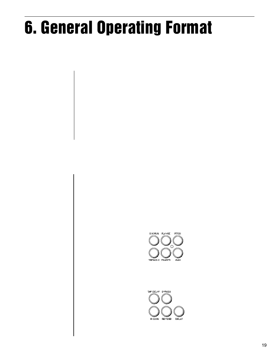 General operating format, Taboo twin presets, Changing the preset sounds | Taboo twin presets changing the preset sounds | Rocktron Taboo Twin User Manual | Page 22 / 75