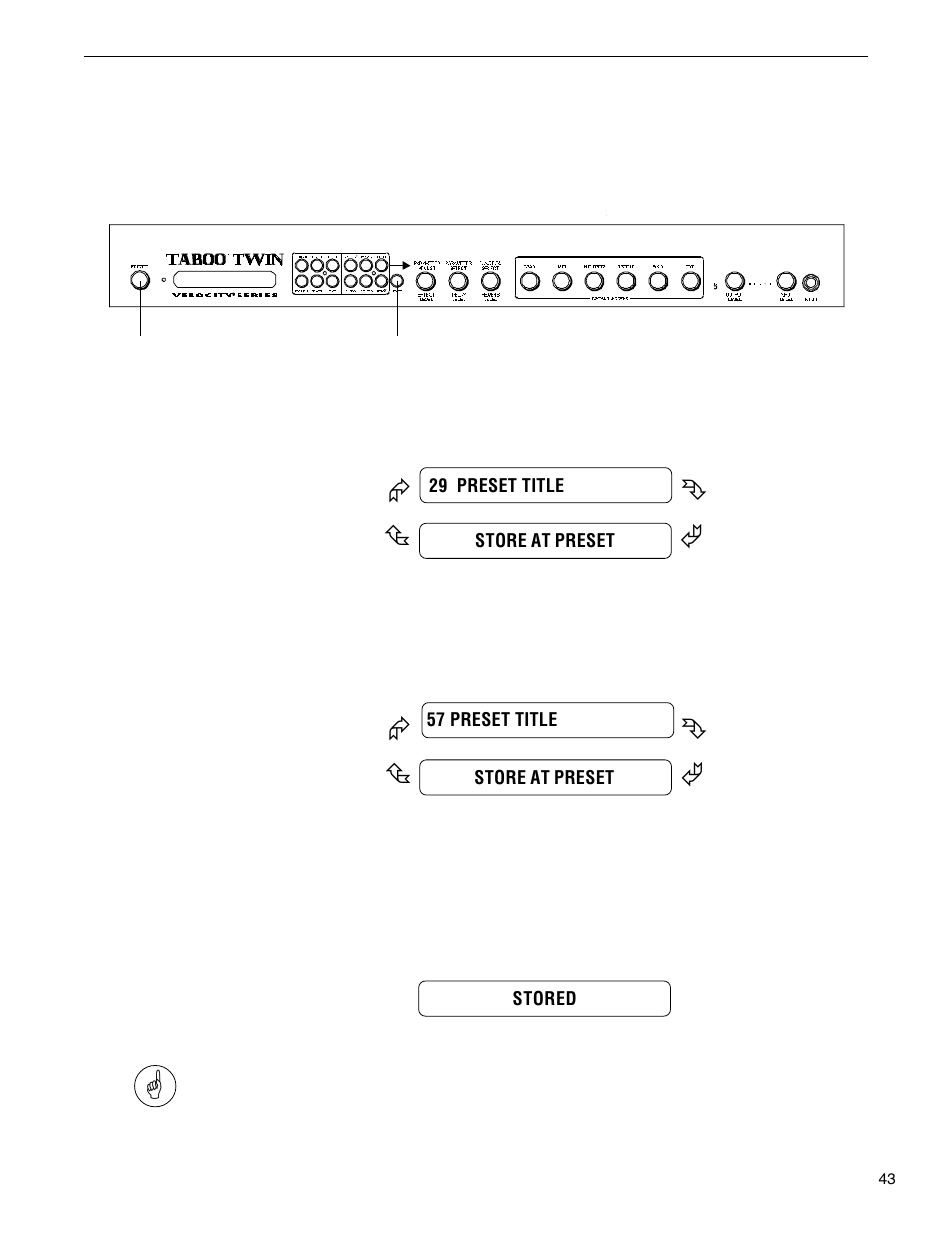 Storing changed preset parameters | Rocktron Taboo Twin User Manual | Page 46 / 75