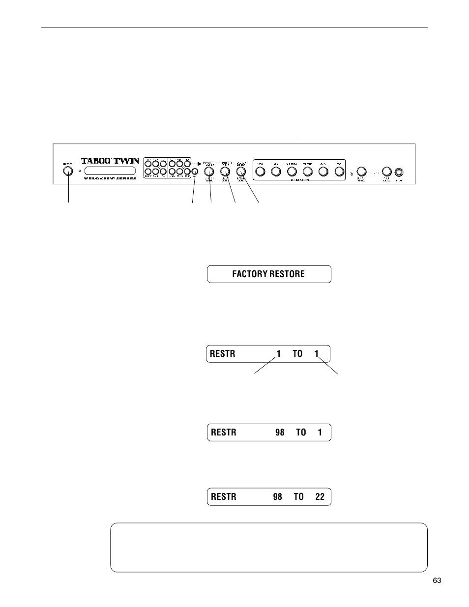 Factory restore, Restoring a single factory preset | Rocktron Taboo Twin User Manual | Page 66 / 75